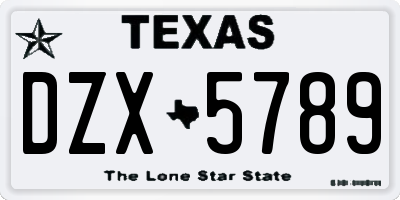 TX license plate DZX5789