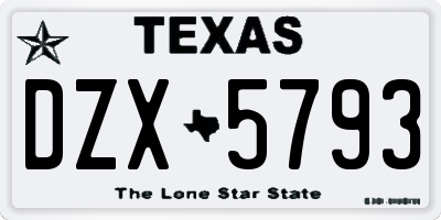 TX license plate DZX5793