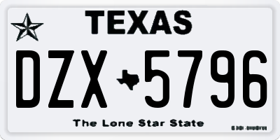 TX license plate DZX5796
