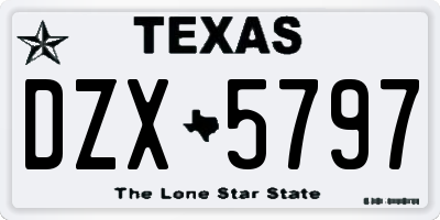 TX license plate DZX5797
