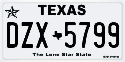 TX license plate DZX5799