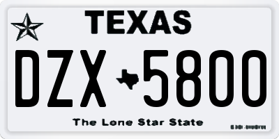 TX license plate DZX5800