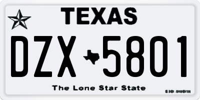 TX license plate DZX5801