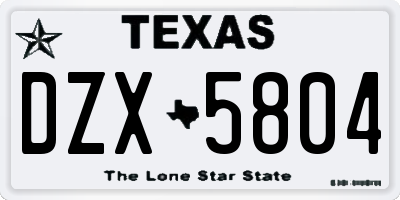 TX license plate DZX5804