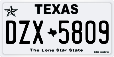 TX license plate DZX5809