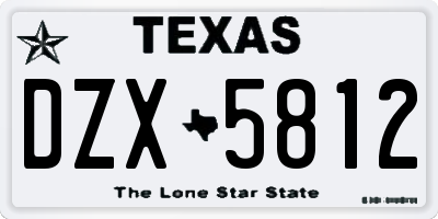 TX license plate DZX5812