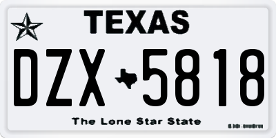 TX license plate DZX5818