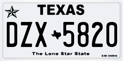 TX license plate DZX5820