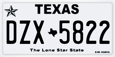 TX license plate DZX5822