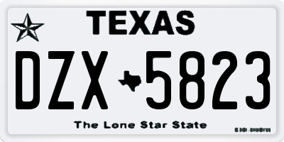 TX license plate DZX5823