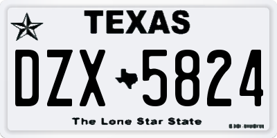 TX license plate DZX5824