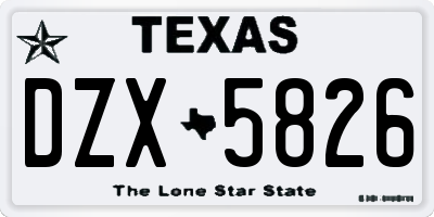 TX license plate DZX5826
