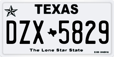 TX license plate DZX5829