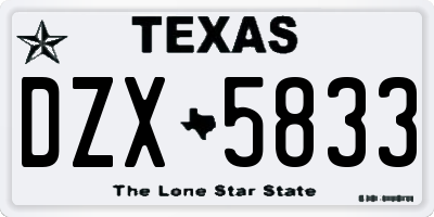 TX license plate DZX5833