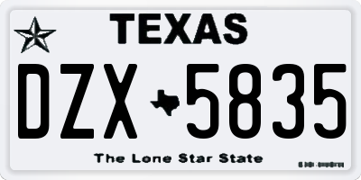 TX license plate DZX5835