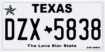 TX license plate DZX5838