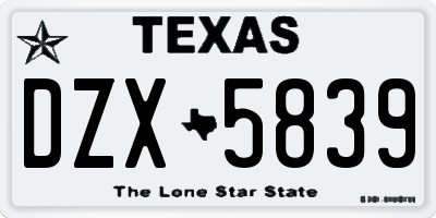 TX license plate DZX5839