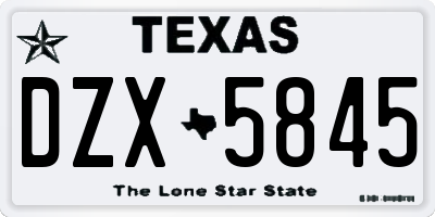 TX license plate DZX5845