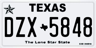 TX license plate DZX5848