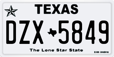 TX license plate DZX5849