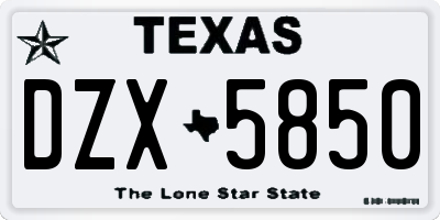 TX license plate DZX5850