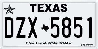 TX license plate DZX5851