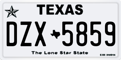 TX license plate DZX5859