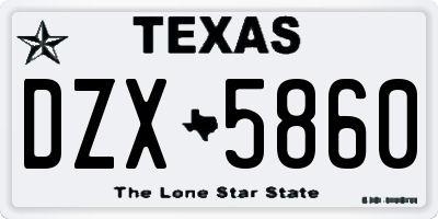 TX license plate DZX5860