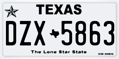 TX license plate DZX5863