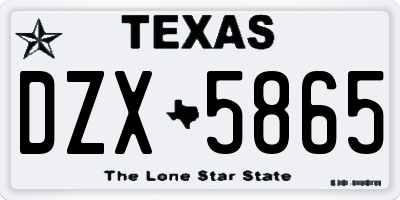 TX license plate DZX5865