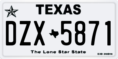TX license plate DZX5871