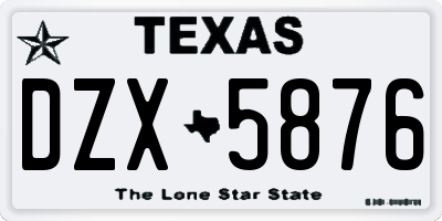 TX license plate DZX5876