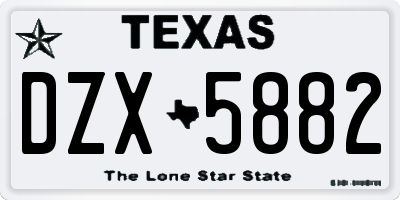 TX license plate DZX5882