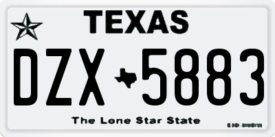 TX license plate DZX5883