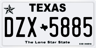 TX license plate DZX5885