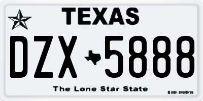 TX license plate DZX5888