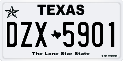 TX license plate DZX5901