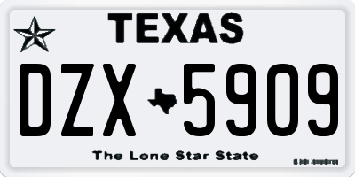 TX license plate DZX5909