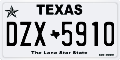 TX license plate DZX5910