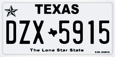 TX license plate DZX5915