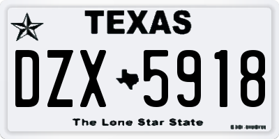 TX license plate DZX5918