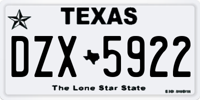 TX license plate DZX5922