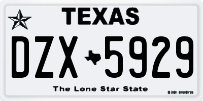 TX license plate DZX5929
