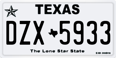 TX license plate DZX5933