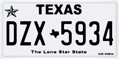 TX license plate DZX5934