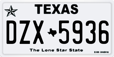 TX license plate DZX5936