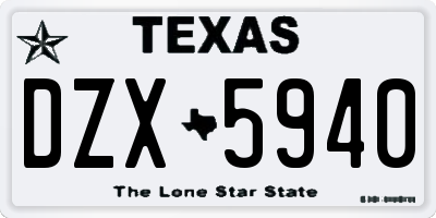 TX license plate DZX5940