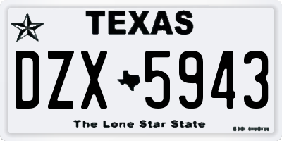 TX license plate DZX5943