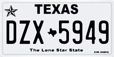 TX license plate DZX5949