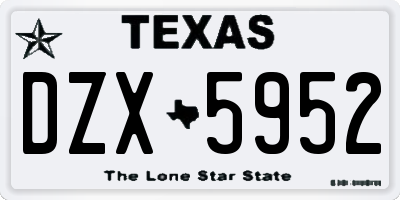 TX license plate DZX5952